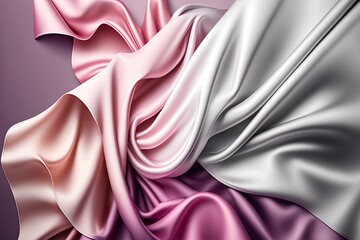 Elegant fashion flying satin silk cloth design for product display. Illustration Generative AI