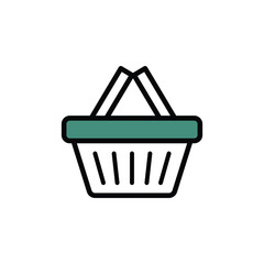 Sticker - Shopping Basket for Retail Supermarket Sign Thin Line Icon Isolated on a White Background. Vector illustration