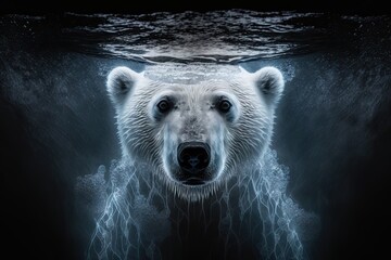 Wall Mural - chilling clarity: a mysteriously engaging portrait of a polar bear generative ai
