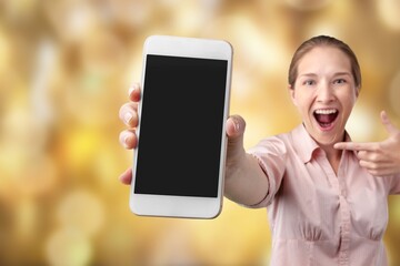 Poster - Young person holding blank screen phone