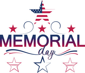 Wall Mural - Memorial Day patriotic poster, american flag star and greeting text