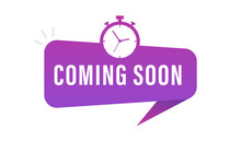 Modern Icon Coming Soon Banner With Year. Flat Web Label Element. Ribbon Banner With Label Coming Soon. Vector Illustration