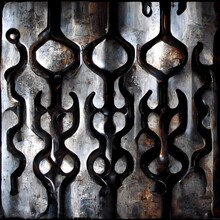 Wrought Iron Bar Lattice Pattern Welded Seams Nuts Bolts Giger 