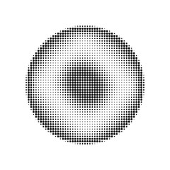 Aufkleber - Halftone design element, circular halftone dot pattern. Specks, vector circle gradient. Modern circle design in polygraphic style. Printing pattern.