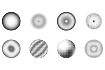 Aufkleber - Set of halftone design element, circular halftone dot pattern. Specks, vector circle gradient. Modern circle design in polygraphic style. Printing pattern.