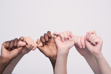 Poster - United. Cropped shot of a unified team.