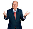 © Krakenimages.com - Senior man with grey hair wearing business suit and glasses smiling cheerful offering hands giving assistance and acceptance.
