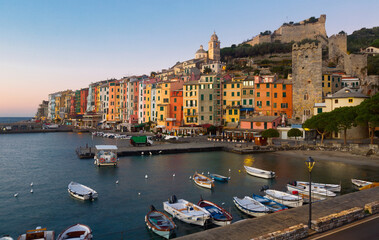 Wall Mural - Fortified city of Portovenere on extreme southern peninsula of La Spezia Bay, Italy