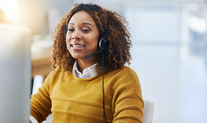 Aufkleber - Customers care if you care not how much is known. Shot of a female agent working in a call centre.