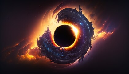 Wall Mural - super realistic black hole illustration, destroyed planet in universe, explosion background wallpape