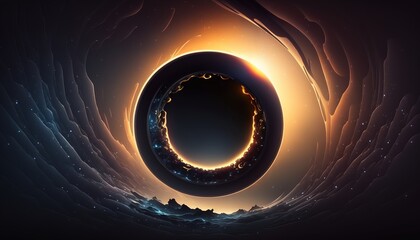 Wall Mural - super realistic black hole illustration, destroyed planet in universe, explosion background wallpape