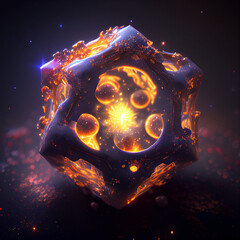 Wall Mural - Magical space object or an artifact with galaxy, stars and planets inside. Generative AI 