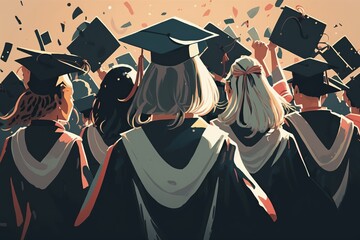 A number of joyful university graduates in graduation , concept of Celebration and Achievement, created with Generative AI technology