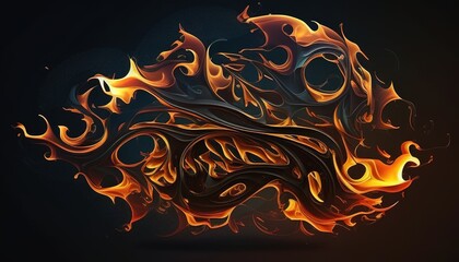 Wall Mural - Fiery blaze ignites the darkness Illustration of fire