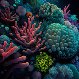Fototapeta Do akwarium - Coral Reef Macro, made with generative AI