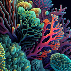 Poster - Coral Reef Macro, made with generative AI