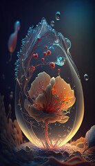 Wall Mural - 4K resolution or higher, bioluminescent plant and flower molten. Generative AI Technology