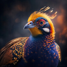 Close Up Of Beautiful Golden Pheasant