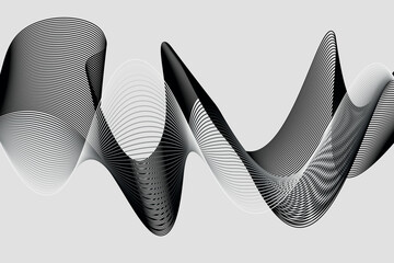 monochrome. white and black wave. abstract background, suitable for landing page and computer desktop background. 3d vector