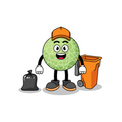 Canvas Print - Illustration of melon fruit cartoon as a garbage collector