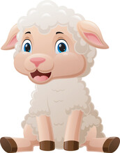 Cute Baby Sheep Cartoon Sitting