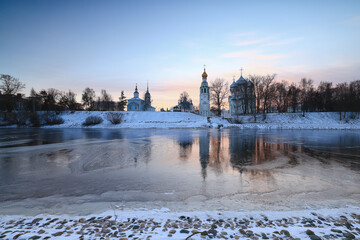 Wall Mural - winters in vologda river landscape cathedral orthodox christmas russia