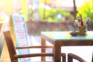 Canvas Print - table setting in the restaurant for the cafe interior menu