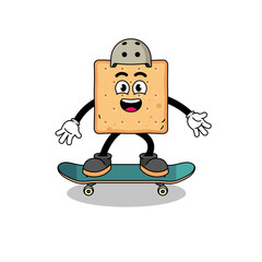 Wall Mural - square cracker mascot playing a skateboard