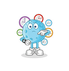 Poster - blue moon with wristwatch cartoon. cartoon mascot vector