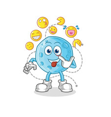 Canvas Print - blue moon laugh and mock character. cartoon mascot vector