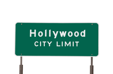 Wall Mural - Hollywood city limit sign with cut out background.