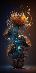 Sticker - 4K resolution or higher, bioluminescent plant and flower molten. Generative AI Technology