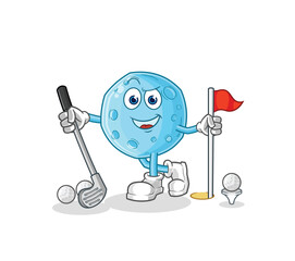 Poster - blue moon playing golf vector. cartoon character