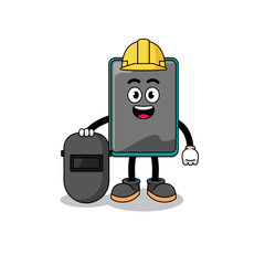 Canvas Print - Mascot of smartphone as a welder