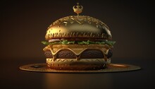 Royal Burger Concept - Burger With Crown. Created With Generative AI.
