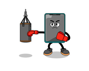 Wall Mural - Illustration of smartphone boxer