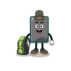 Canvas Print - Illustration of smartphone mascot as a hiker