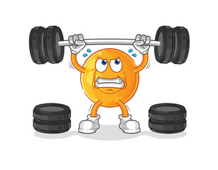 Canvas Print - throat lozenges lifting the barbell character. cartoon mascot vector