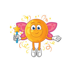 Poster - throat lozenges fairy with wings and stick. cartoon mascot vector