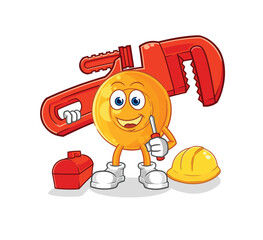 Sticker - throat lozenges plumber cartoon. cartoon mascot vector