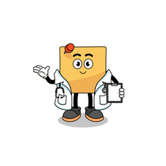 Wall Mural - Cartoon mascot of sticky note doctor