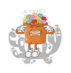 Sticker - depressed flowers in pot character. cartoon vector