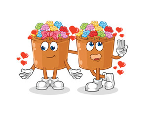 Poster - flowers in pot dating cartoon. character mascot vector