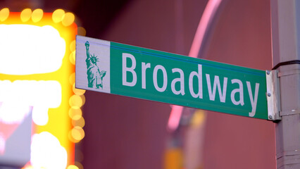 Wall Mural - Broadway street sign at Times Square in New York - travel photography