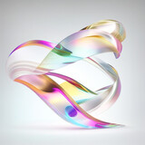 Fototapeta Kuchnia - Transparent glossy glass ribbon. Holographic curved wave in motion. 