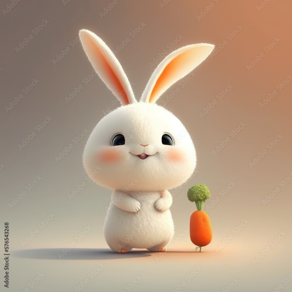 Super Cute Baby White rabbit Generative AI Stock Illustration | Adobe Stock