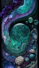 Wall Mural - 4K resolution or higher, molten malachite and amethyst and lapis lazuli. Generative AI Technology