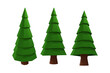 3d rendering lowpoly simple green christmas tree cone perspective view