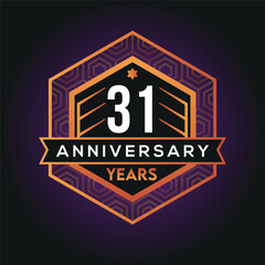 Wall Mural - 31st year anniversary celebration abstract logo design on vantage black background vector template