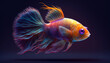 Colorful cute strange alien fish with beautiful long tail. Generative AI.